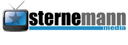 Logo mit altem Fernseher, darin blauer Stern; Text: "sternemann media" in Schwarz und Blau.