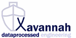 Logo mit stilisiertem Schiff, Text: "Xavannah", "dataprocessed", "engineering".