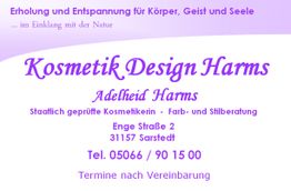 Lila Werbeplakat für Kosmetikstudio mit Kontaktdetails und Adresse in Sarstedt.
