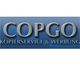 Logo mit blauem Hintergrund: "COPGO Kopierservice & Werbung" in silberner Schrift.