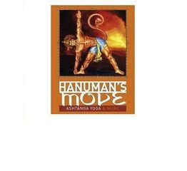 Das Bild zeigt ein Buchcover mit Hanuman in einer Yogapose, Titel: "HANUMAN'S MOVE".