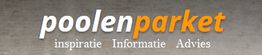 Logo van Poolen Parket met slogan: "inspiratie - Informatie - Advies" op een grijze achtergrond.