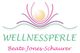 Logo mit Perle und Wellen. Text: "WELLNESSPERLE Beate Jones-Schaurer".