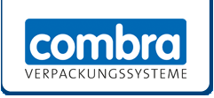 Logo von combra Verpackungssysteme in Blau und Weiß.