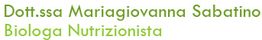 Testo verde: "Dott.ssa Mariagiovanna Sabatino, Biologa Nutrizionista".