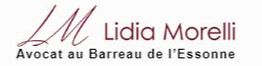 Texte : "LM Lidia Morelli, Avocat au Barreau de l'Essonne", logo d'un cabinet d'avocat.