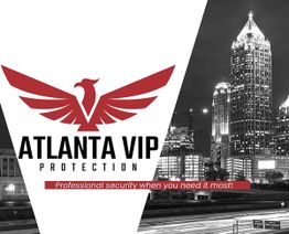 Logo for "Atlanta VIP Protection" with city skyline in the background.