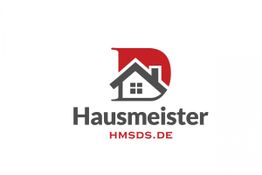 Logo mit Haus-Symbol, Text: "Hausmeister" und Webseite "HMSDS.DE".