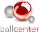 Drei Kugeln, eine rot, zwei grau, und der Text "ballcenter" darunter in Grau und Rot.