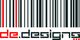 Schwarz-roter Barcode mit dem Text "de.designs" darunter.