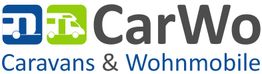 Logo mit Symbolen für Wohnwagen und Wohnmobil, Text: "CarWo Caravans & Wohnmobile".