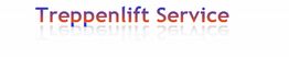 Text "Treppenlift Service" in lila und orange mit Spiegelung auf weißem Hintergrund.