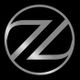 Silbernes "Z"-Logo in schwarzem Kreis auf schwarzem Hintergrund.