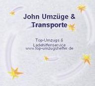 Text: "John Umzüge & Transporte" mit Sternenverzierung.