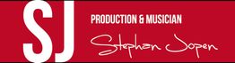 Rotes Logo mit den weißen Buchstaben "SJ", sowie "Production & Musician" und "Stephan Jopen".