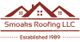 Logo of Smoaks Roofing LLC with house icons, established 1989.
