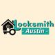 Logo of Locksmith Austin with house and key design elements.