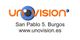 Logotipo de Unovisión con dirección en Burgos y sitio web: www.unovision.es.