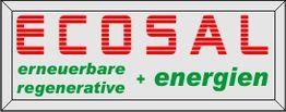 Logo mit Text: "ECOSAL erneuerbare regenerative + energien" in rot und grün.