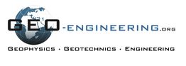 Logo mit Erdkugel und Text: "GEO-ENGINEERING.org, Geophysics, Geotechnics, Engineering".