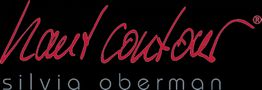 Schriftzug "hautcouture" in Rot, darunter "silvia oberman" in Grau auf schwarzem Hintergrund.