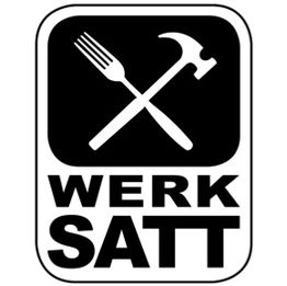 Gabel und Hammer gekreuzt, darunter steht "Werkstatt".