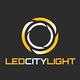 Logo with a circular yellow design above the text "LEDCITYLIGHT" on a dark background.