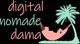 Silhouette of a person in a hammock under a palm with the text "digital nomade dama."