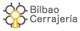 Logotipo de "Bilbao Cerrajería" con diseño de cerradura en amarillo.