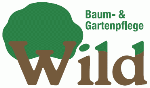 Logo mit einem Baum und Text: "Baum- & Gartenpflege Wild".