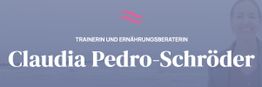 Eine Textgrafik mit dem Namen Claudia Pedro-Schröder und der Aufschrift "Trainerin und Ernährungsberaterin".