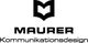 Logo mit stilisiertem Buch, Text: "MAURER Kommunikationsdesign".