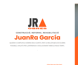 Logotipo de empresa de construcción "JR Obres" con el nombre JuanRa García al frente.