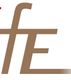 Teil eines modernen Logos mit den Buchstaben "fe" in brauner Schrift auf weißem Hintergrund.