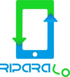 Logo con frecce verdi e blu che formano un telefono stilizzato, sotto la scritta "RIPARALO".