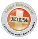 Rundes Logo: 100% Zufriedenheitsgarantie, Rückerstattung bei Unzufriedenheit.