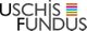 Textlogo "Uschis Fundus" mit bunten Streifen rechts.
