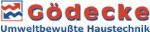 Logo von Gödecke mit Schriftzug "Umweltbewusste Haustechnik" und blauen, roten Wellen.