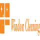 Orange logo with sparkling windows and the text "Window Cleaning" in elegant font.