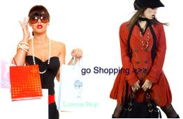 Zwei Frauen mit Einkaufstaschen. Text: "go Shopping" und "Lorenas Shop".