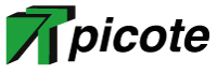 Logotipo de Picote con una flecha verde apuntando hacia arriba a la izquierda.