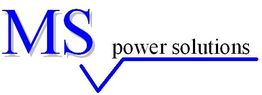 Logo mit blauen Buchstaben "MS" und Text "power solutions" mit blauer Linie darunter.