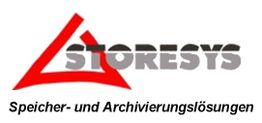StoreSys-Logo mit rotem Dreieck und Text "Speicher- und Archivierungslösungen".