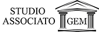 Logo con la scritta "GEM" su un tempio stilizzato a destra e un simbolo circolare a sinistra.