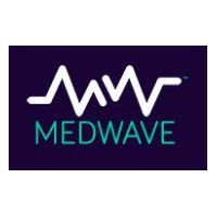 Logo with white wave design and the word "MEDWAVE" in teal on a dark purple background.