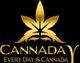 Ein goldenes Cannabisblatt-Logo mit dem Text "CANNADA Every Day is Cannada" auf schwarzem Hintergrund.