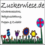 Zuckerwiese.de: Kinderaccessoires, Babyausstattung, Puppen & Zubehör mit bunten Blumen.