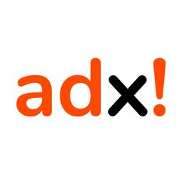 Das Bild zeigt den Schriftzug "adx!" in orange und schwarz auf weißem Hintergrund.