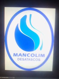 Logo de Mancolim Desatascos, con un diseño de gota azul en un óvalo.