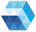 Sechseck aus blauen und weißen Dreiecken in verschiedenen Schattierungen.